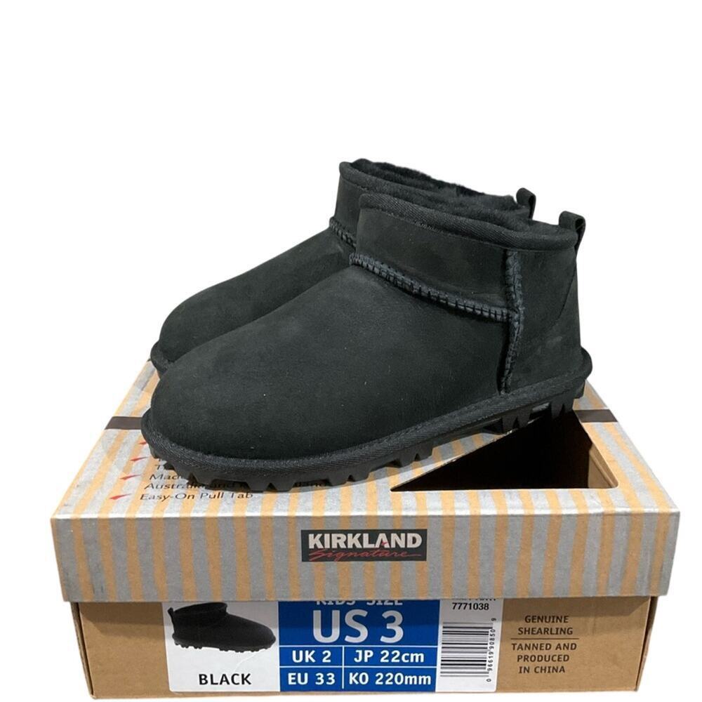 Kirkland Signature Girl’s Boots Shearling Ankle Boots Easy Slip on Sz 3 NEW NIB